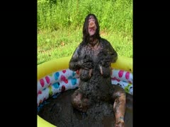 Scat pig bathing in a pool full of poop